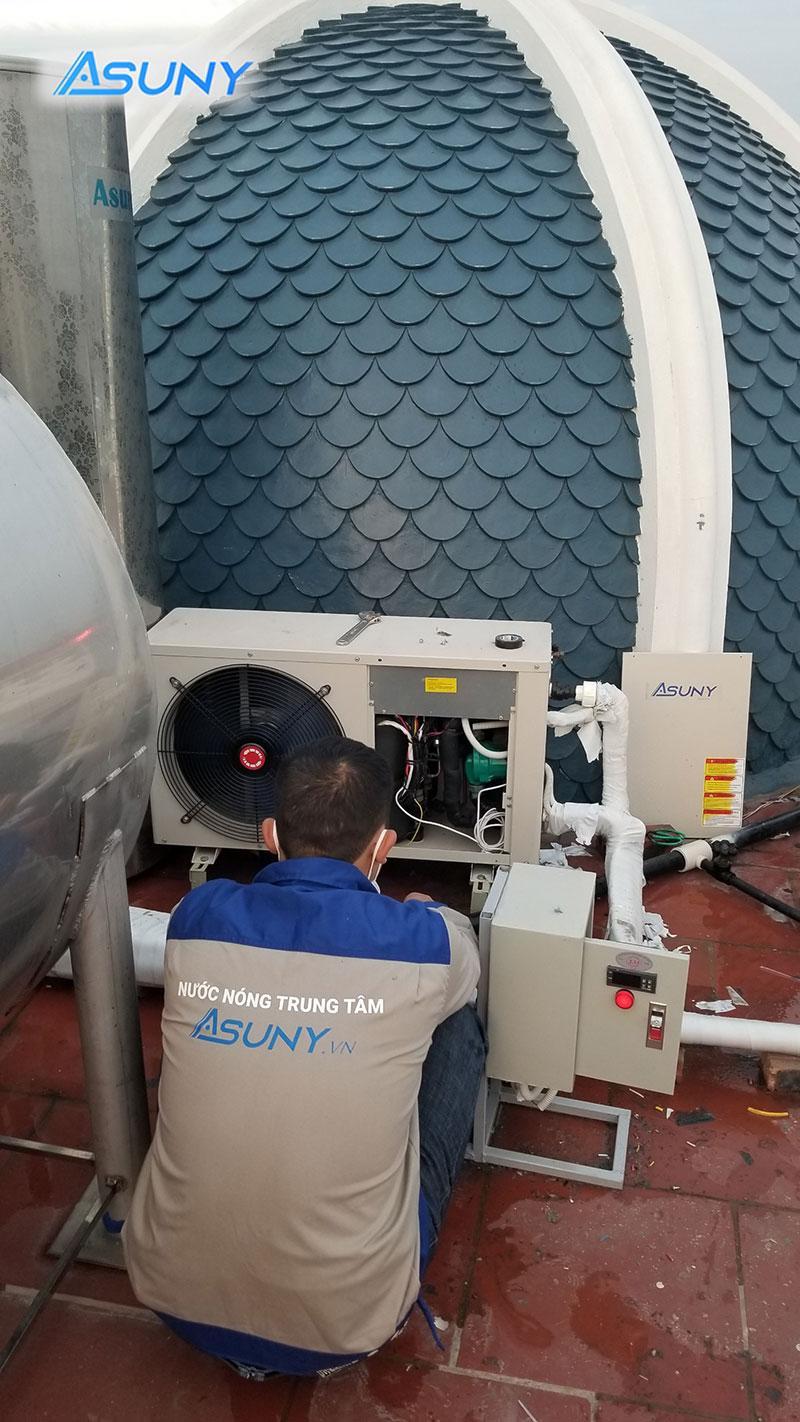 thi công lắp đặt nước nóng trung tâm Asuny